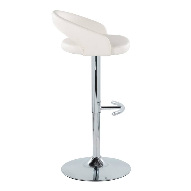 Grotto Upholstered Adjustable Barstool with Chrome Metal - Set Of 3