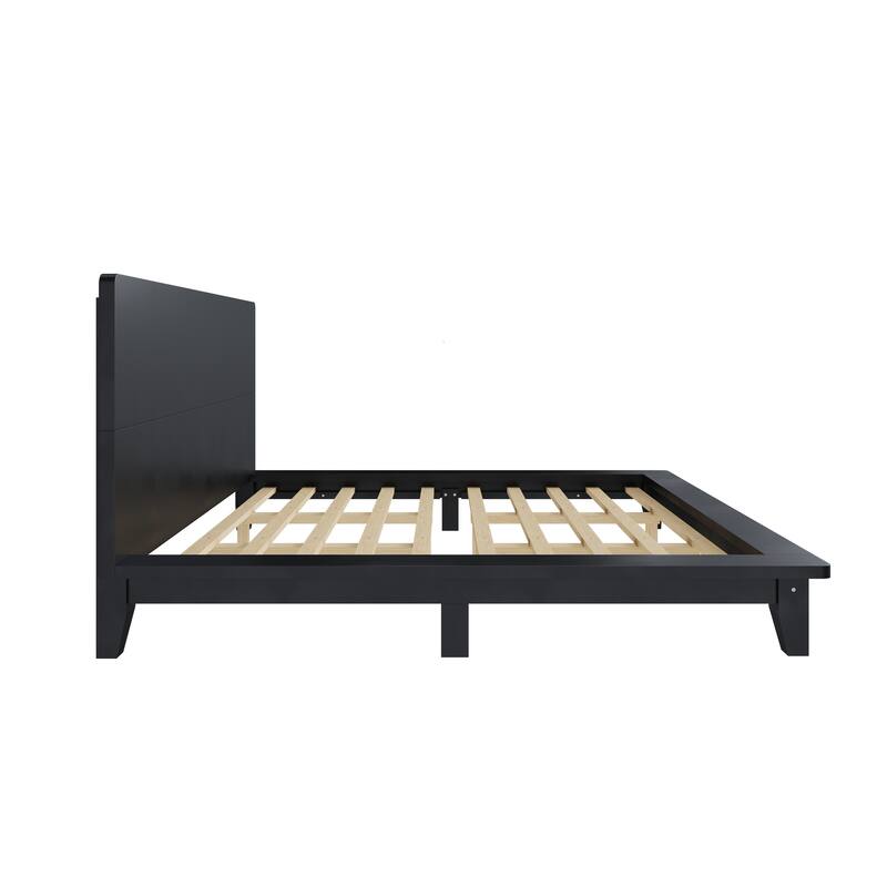 Minimalist Wood Platform Bed Frame with Headboard by Harper&Bright Designs