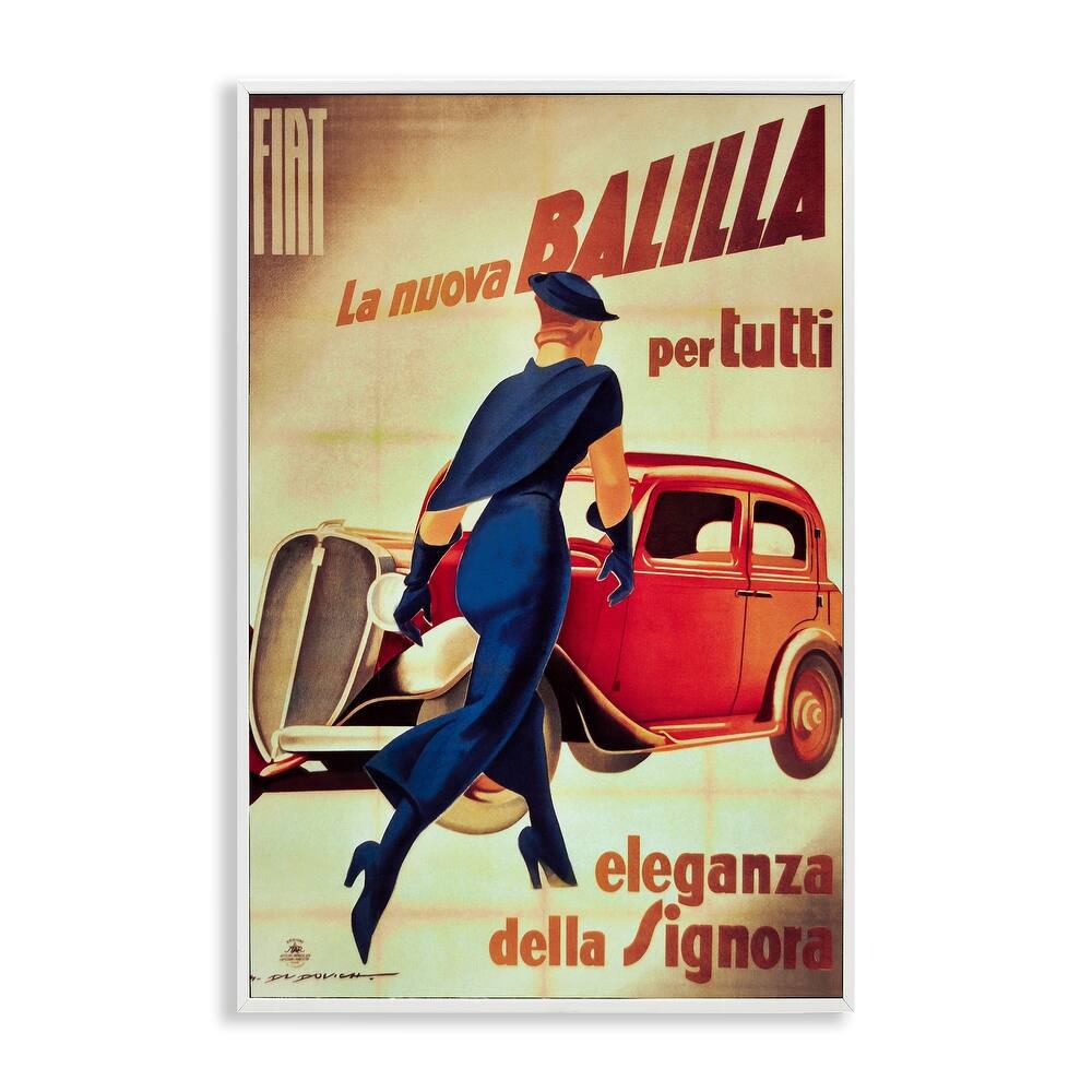 Stupell Antique Vehicle & Woman Advertisement Framed Giclee Art Design By Marcus Jules