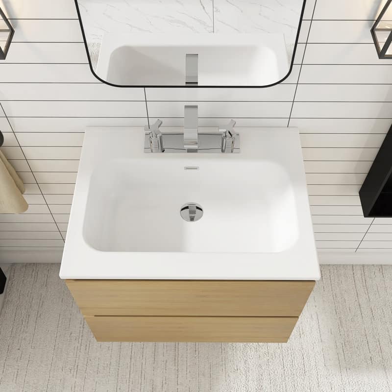 24 inches Wall-mounted Bathroom Vanity Set with White Ceramic Integrated Sink - 24" x 18"