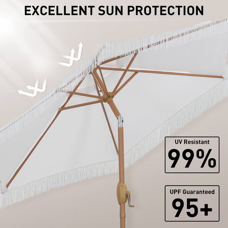 Autlaycil 7.5 ft Outdoor Umbrella Patio with Fringe.