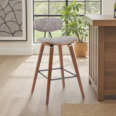 Fox Mid-Century Bar Stool, Upholstered Counter Height Chair with Bentwood Legs