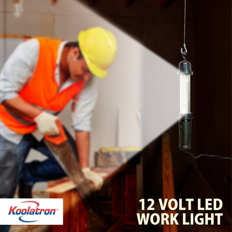 Koolatron 12V Portable Hanging LED Work Light w/ 10 Ft (3 m) Cord, Black, Handsfree Lantern - Black