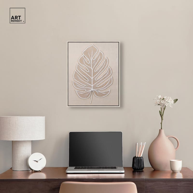 Linen Leaf II Canvas by Art Remedy