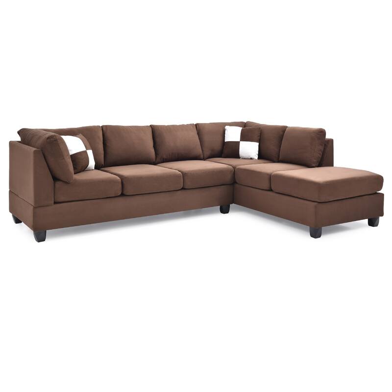 Reversible Microsuede 4-Seater Sectional Sofa - 111" - Dark Brown