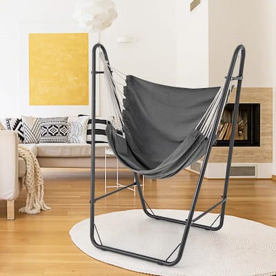Swing Chair with Heavy Duty Metal Frame Hammock Chair w/ Stand