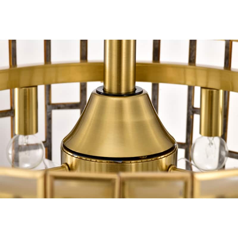 Belmonte Brass Fandelier Lighted Ceiling Fan with Crystal Shade Brass Trim Remote Control