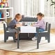 preview thumbnail 11 of 15, Kids Art Table and 2 Chairs Set with 4 Fabric Storage Bins and 4 Compartments - 39.5" x 20" x 23" (L x W x H)