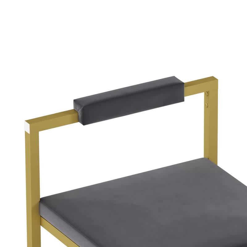 Velvet Bar Stools Set of 2, Counter Height Upholstered Dining Chairs, Kitchen Island Stools with Backrest & Footrest