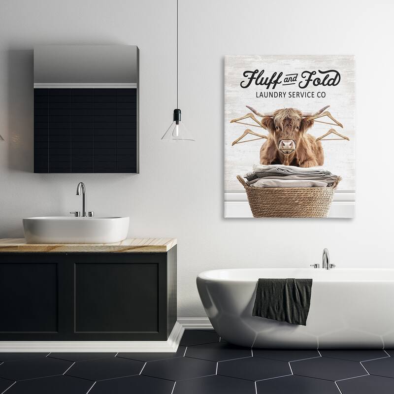 Stupell Vintage Fluff & Fold Cattle Canvas Wall Art Design By Lettered and Lined