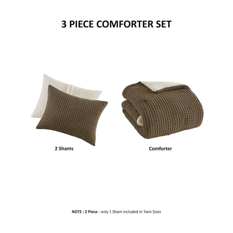 Madison Park Riordan Waffle Knit Chenille Comforter Set