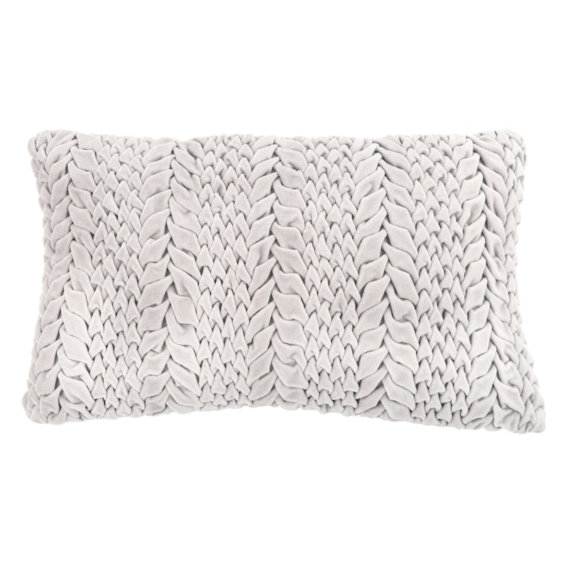 SAFAVIEH Neslihan Grey Ruched 12 x 20-inch Decorative Pillow