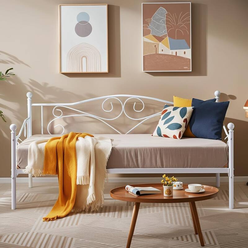 Javlergo Twin Metal Daybed Modern Sofa Bed Frame with Headboard No Box Spring Needed
