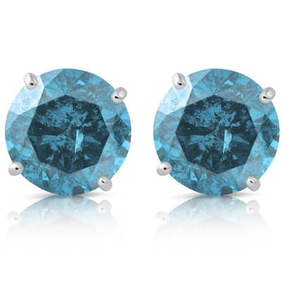 1 5/8ct Blue Diamond Studs White Gold