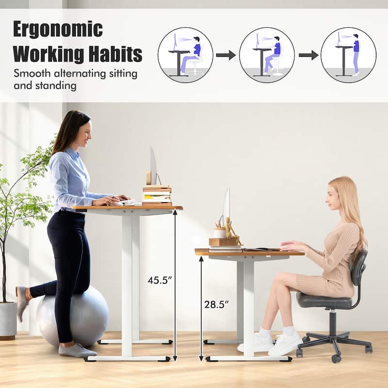 Gymax 55'' Electric Standing Desk Height Adjustable Home Office Table