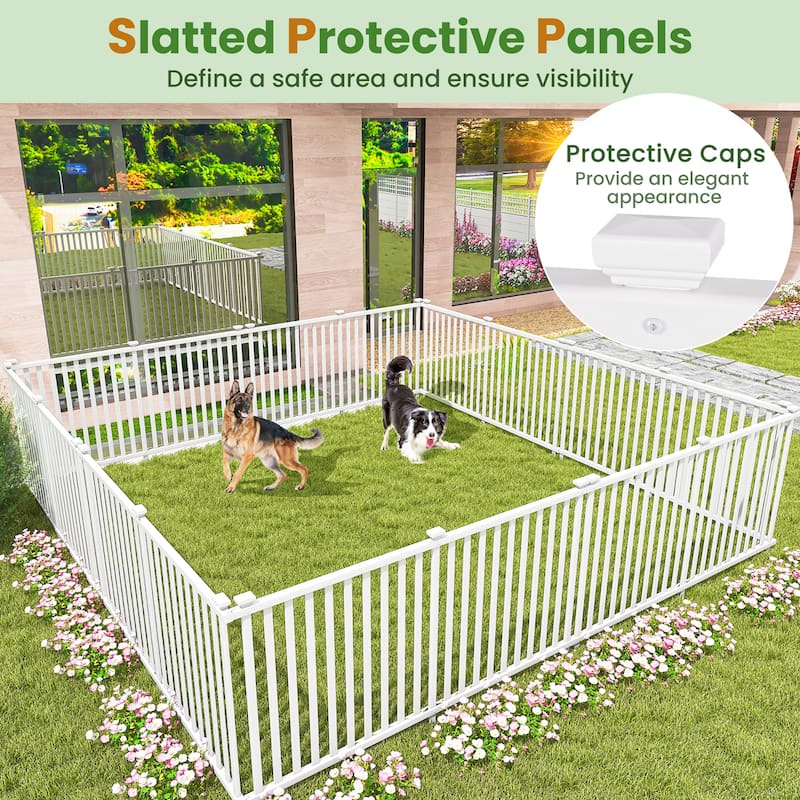 Gymax 2PCS 80'' x 39'' Vinyl Picket Fence 2 No Dig Fence Panels for
