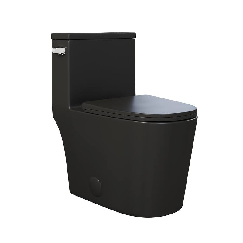 Dreux One Piece Elongated Toilet Left Side Flush In Matte Black 1.28 Gpf - 27.95" x 16.14" x 29.92"