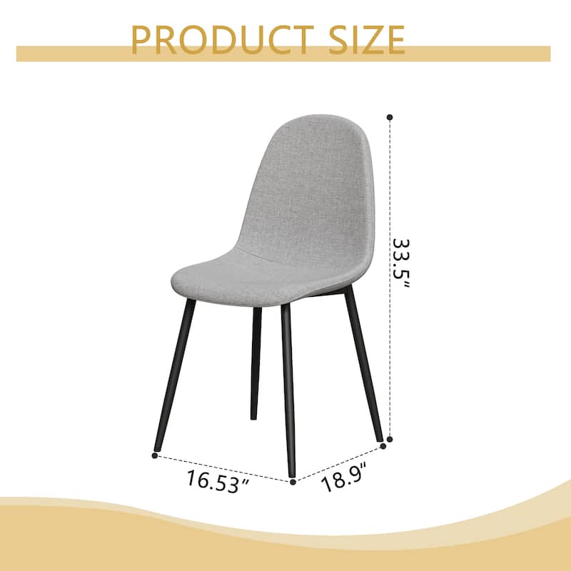 Dining Chairs Set of 4, Modern Kitchen Dining Chairs, Parsons Chair Side Chair with Linen Padded Seats and Metal Leg