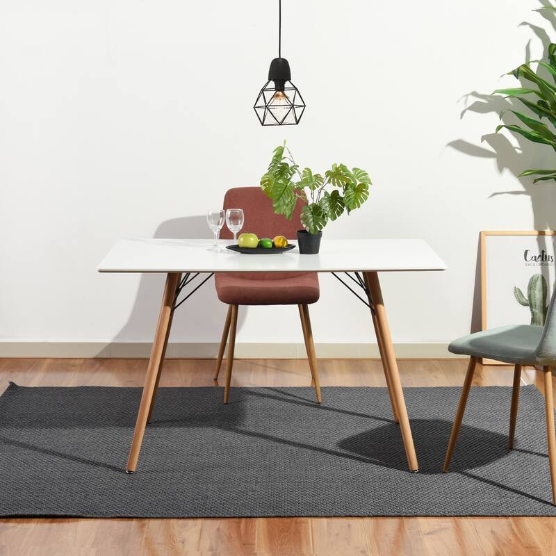 HomyLin 47.2" White Rectangular Dining Table for 4-6 People
