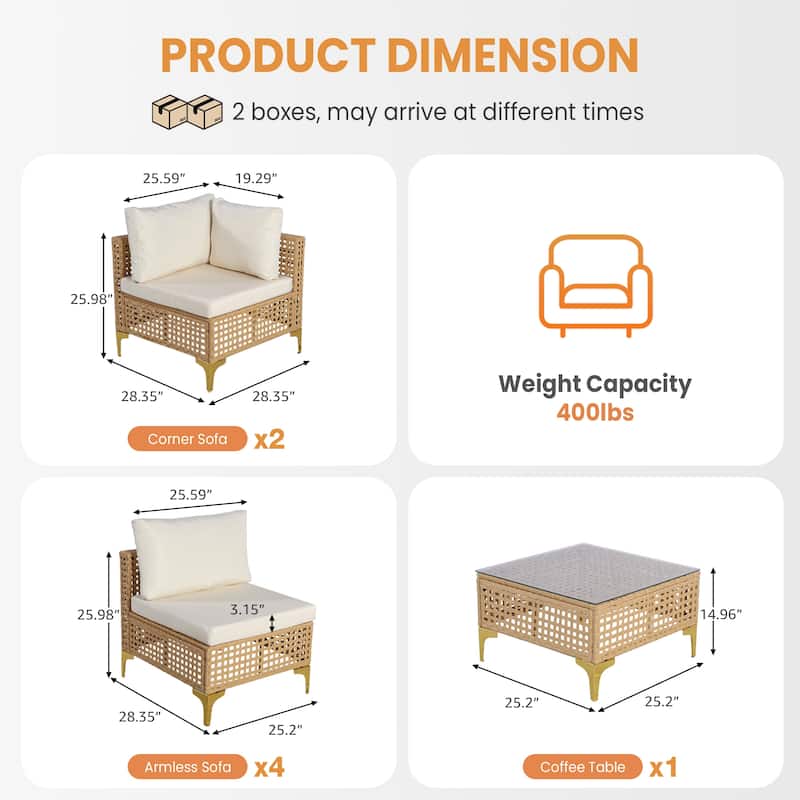 7pcs Wicker Patio Conversation Set Seating