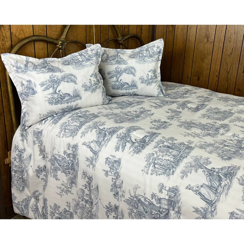 Toile cool gray comforter set