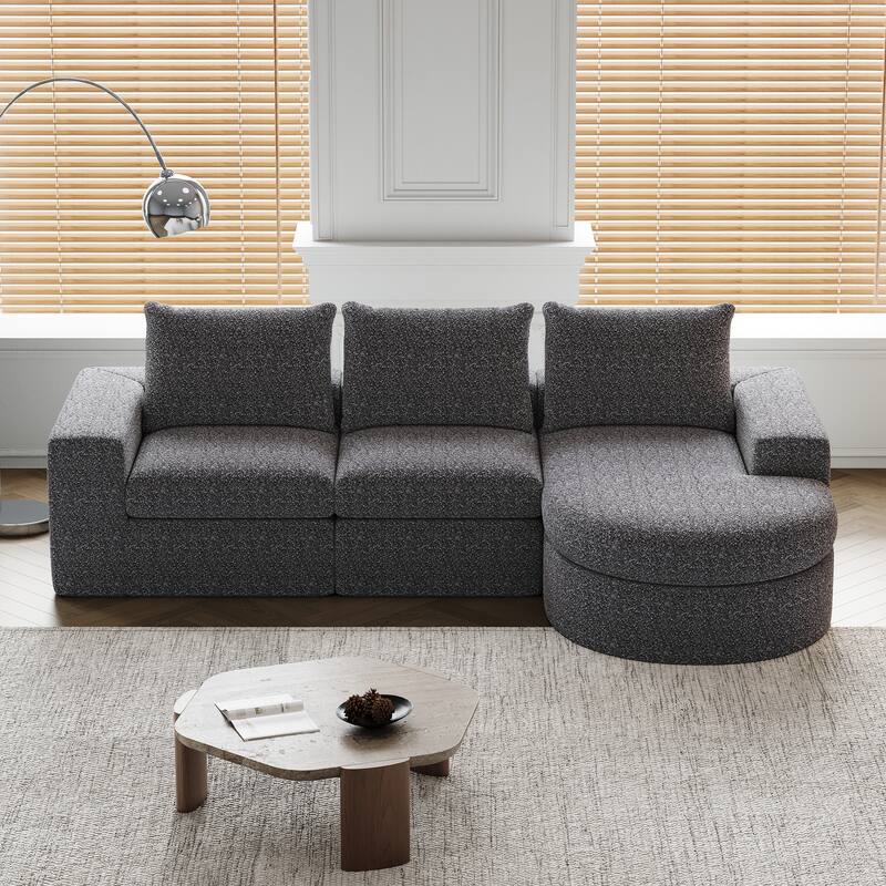 99" L-Shaped Chenille Sectional - 3-Piece Modular Cloud Sofa with Chaise, No Assembly Required