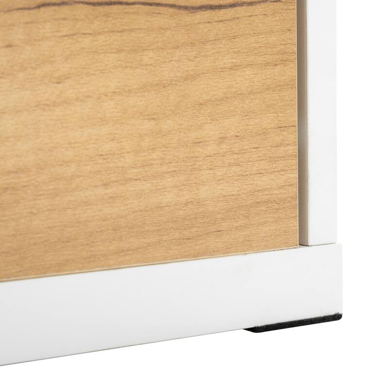 Extendable TV Stand with 3 Tier Bookshelves and Sliding Tabletop - White