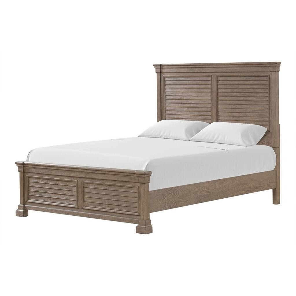 Roi Queen Bed, Shutter Headboard and Footboard, Weathered Gray Wood