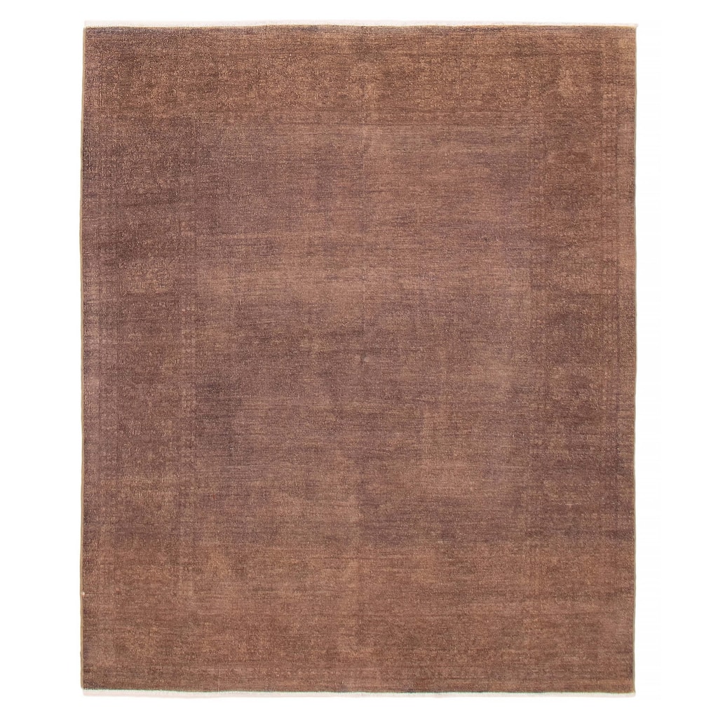 ECARPETGALLERY Hand-knotted Vibrance Dark Brown Wool Rug - 6'6 x 7'9