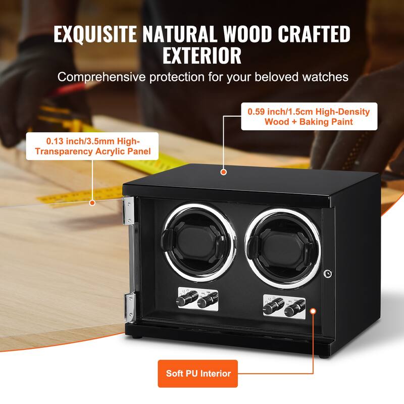 VEVOR Watch Winder with 1-8 for Men's and Women's Automatic Watches with Super Quiet Japanese Mabuchi Motors LED Lights