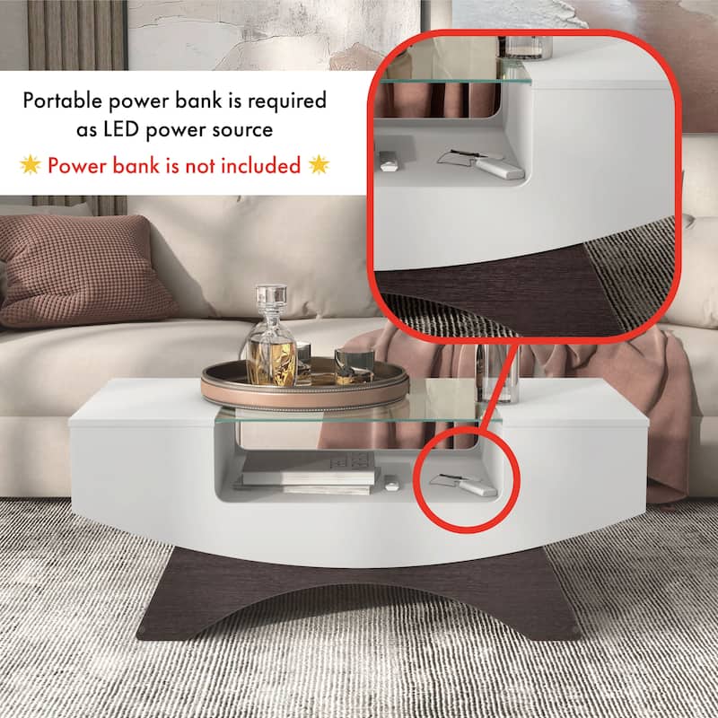 Furniture of America Angelic Contemporary Storage Coffee Table with Glass Insert