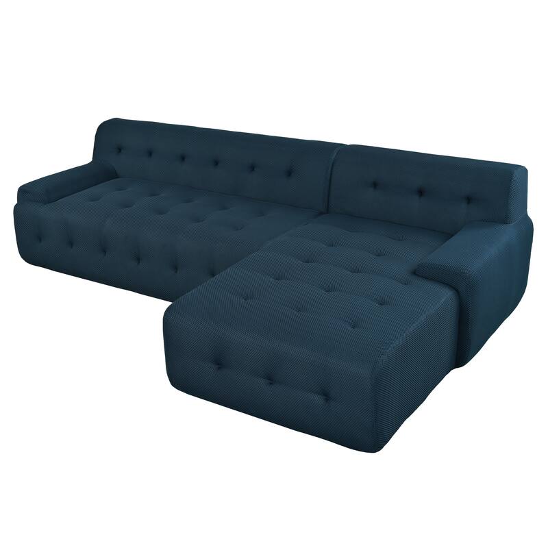 107" Polyester Mesh L-Shape Modular Sectional Sofa with Deep Seating and Pocket Spring Cushions