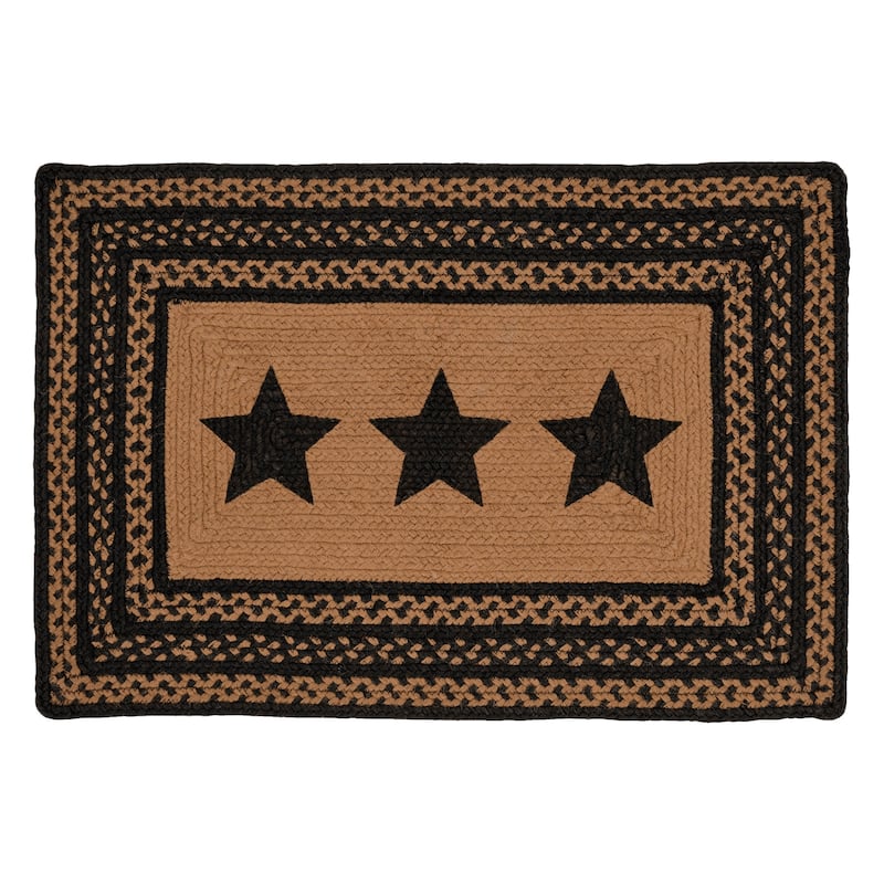 Farmhouse Jute Rug Rect Stencil Stars w/ Pad 20x30 - 20"x30"