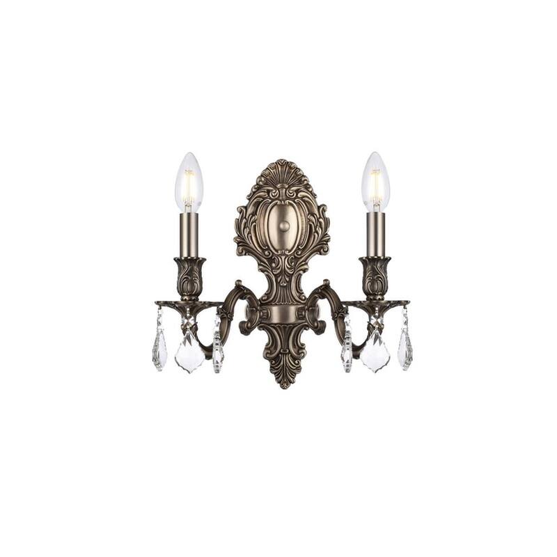 Elegant Lighting 9602W10/RC Monarch 2 Light 12" Tall Wall Sconce with