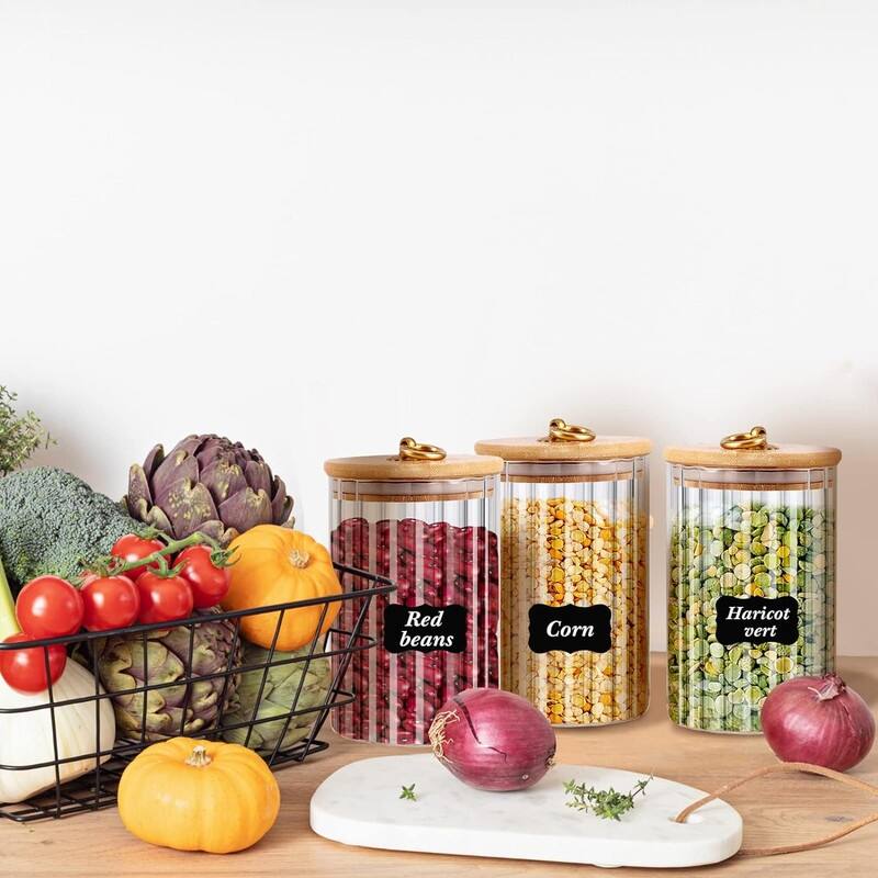 Glass Storage Jars Decorative Coffee Bar Container Kitchen Glass Canister