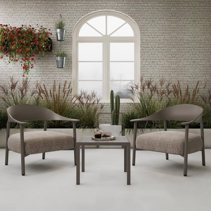 BNK Modern Furniture Set With Seat Cushions and PP & Steel Frame, 2 Accent Chairs and 1 Coffee Table