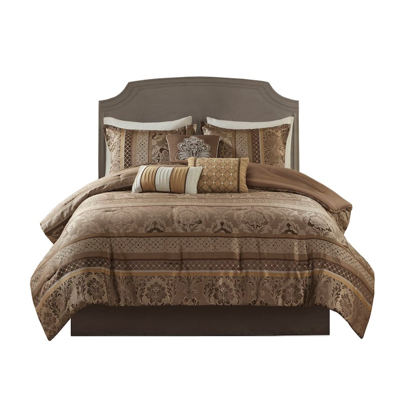Madison Park Bellagio Brown Gold 7-piece Jacquard Comforter Set