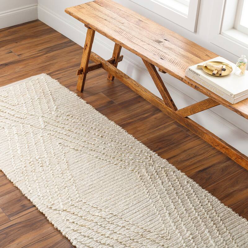 Senti Handmade Mod Farmhouse Jute Area Rug - Tan - 2' 6" x 8'