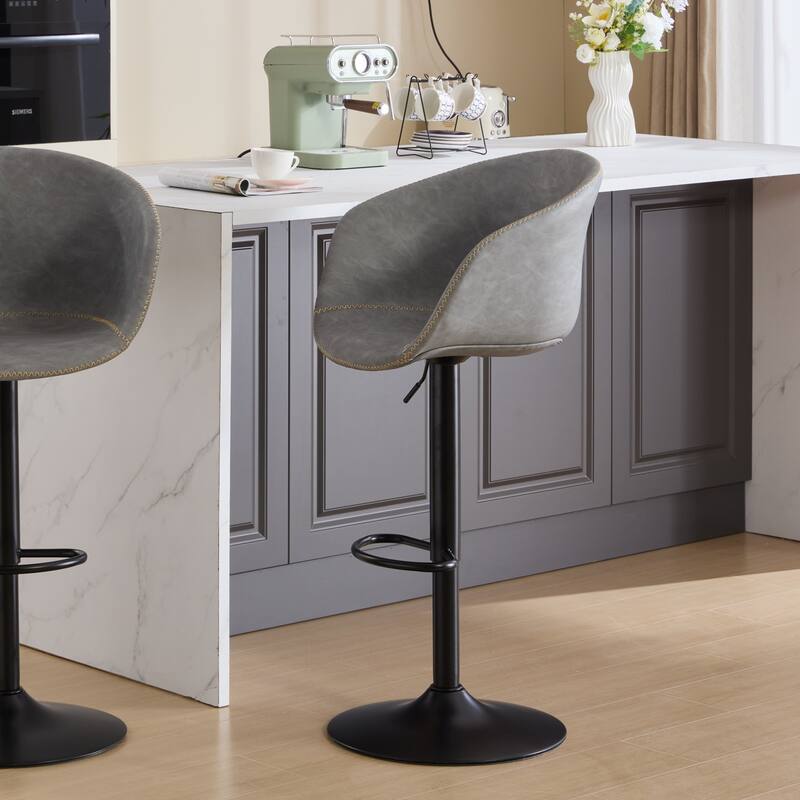 Mid-Century Modern Adjustable Swivel Bar Stools