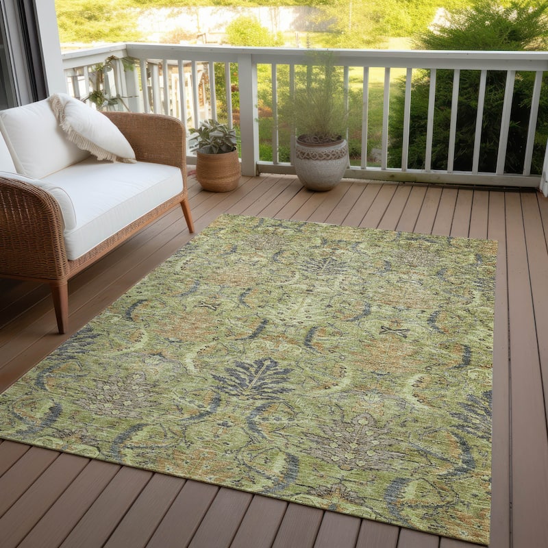 Machine Washable Indoor/ Outdoor Boho Traditional Chantille Rug