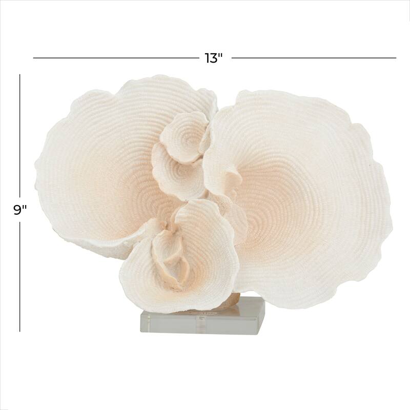 White Polystone Coral Decorative Sculpture