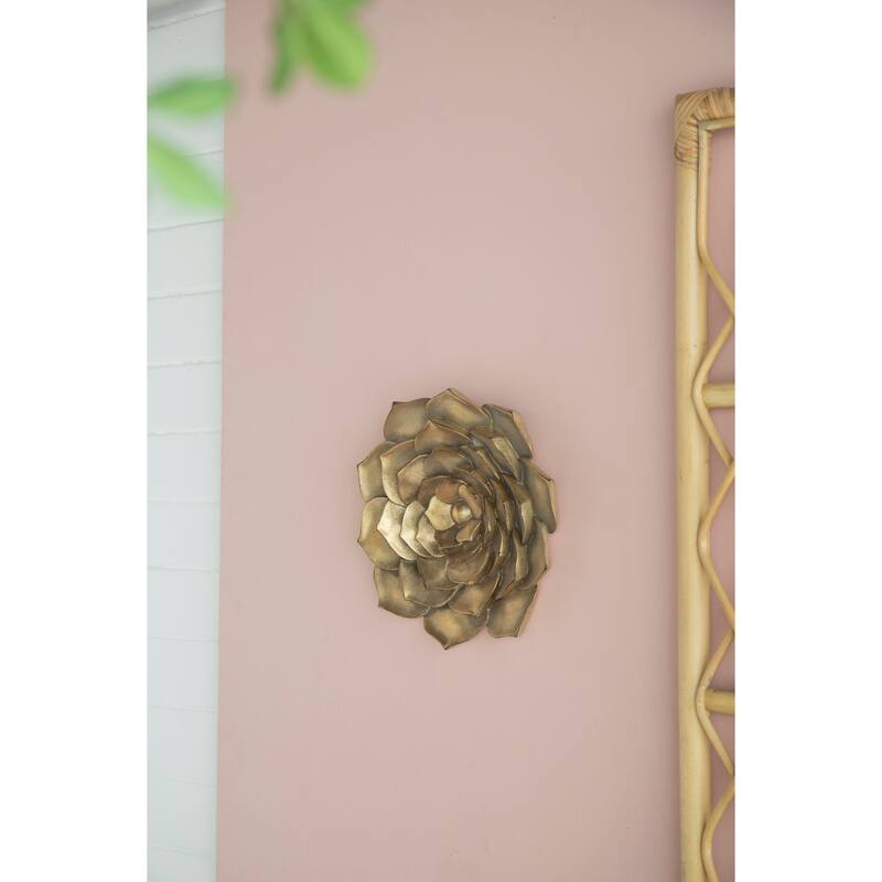 Modern Piece Succulent Wall Decor with Gold Finish Unique Textured Design, for Home and Office Decor