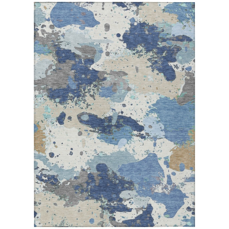 Machine Washable Indoor/Outdoor Modern Splatter Chantille Rug