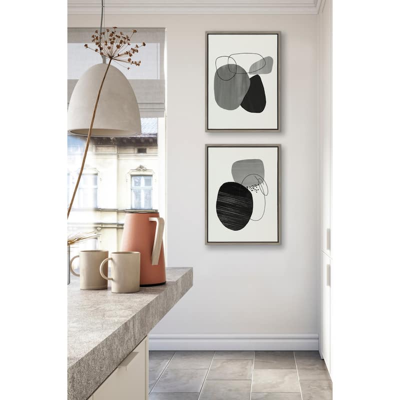 Kate and Laurel Sylvie 863 Abstract Rocks Framed Canvas by Teju Reval