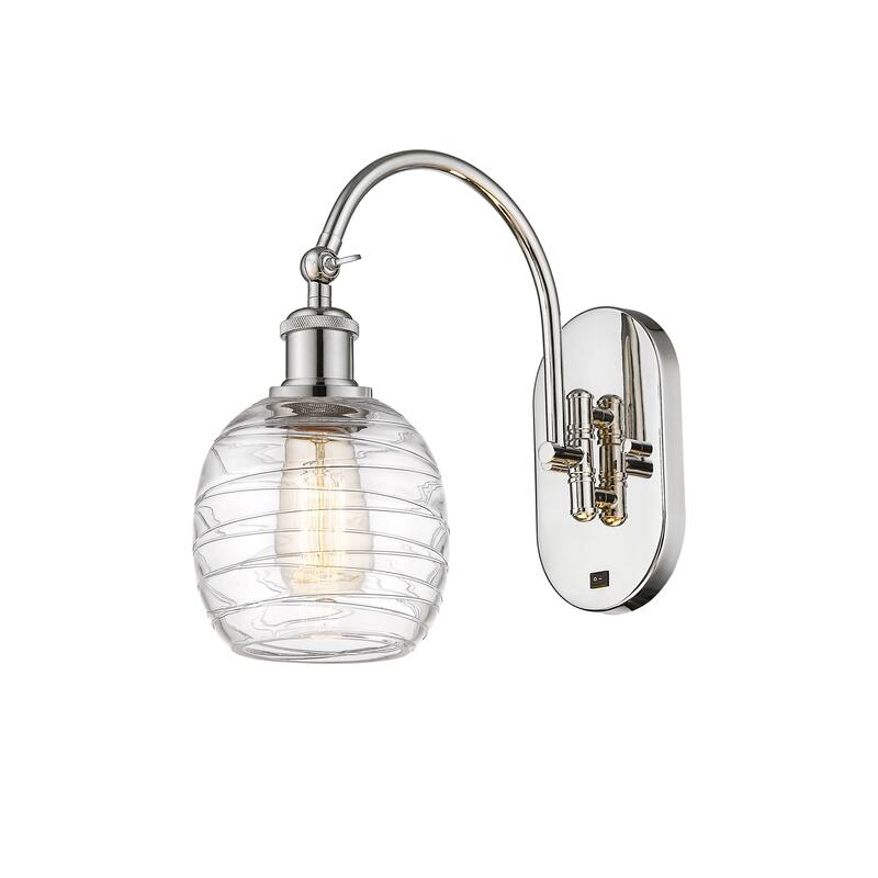 Innovations Lighting Ballston Belfast - 1 Light 6" Sconce - Arm Swivels Side To Side - Deco Swirl/Polished Nickel