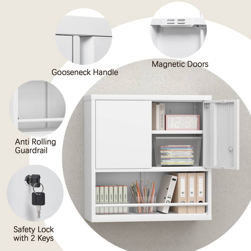 2 Doors Metal Storage Cabinet Kitchen Pantry Cabinet With Adjustable Shelves Tall Steel Cabinet Locker