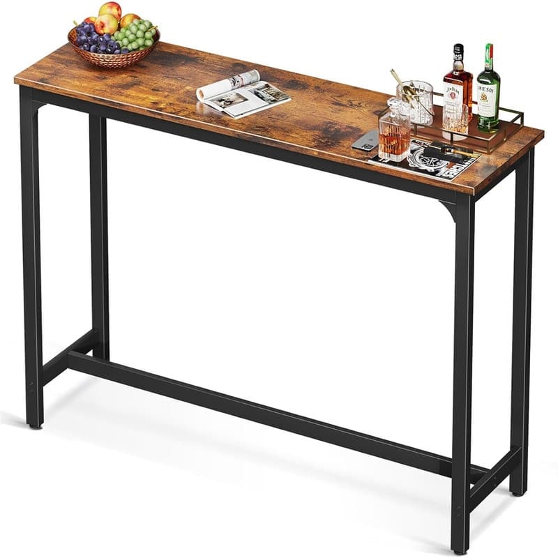 Bar Height Pub Table - 55"D x 15"W x 39"H - Rustic Brown 55 Inch