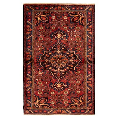 ECARPETGALLERY Hand-knotted Andelz Red Wool Rug - 4'3 x 6'7