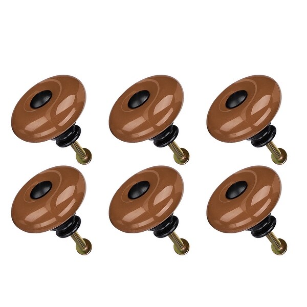 6pcs Ceramic Knobs Pull Handle Furniture Drawer Cabinet Cupboard Wardrobe Dresser Storage Boxes Accessories 32mm Dia Brown
