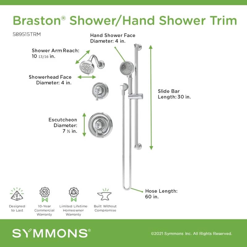 Symmons 589515TRM Braston Shower Only Trim Package with 1.5 GPM Multi